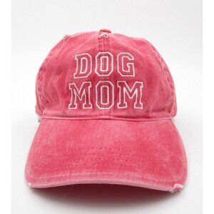Dog Mom Distressed Embroidered Adjustable Hat (B)